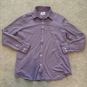 Mizzen + Main Button Up Shirt Mens XL Purple Plaid Comfort Stretch Trim Fit